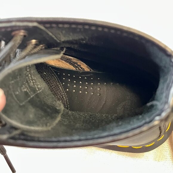 Dr. Martens 1460 Black Smooth Leather Combat Boots Iconic Yellow Stitch Size 8 - Picture 14 of 16